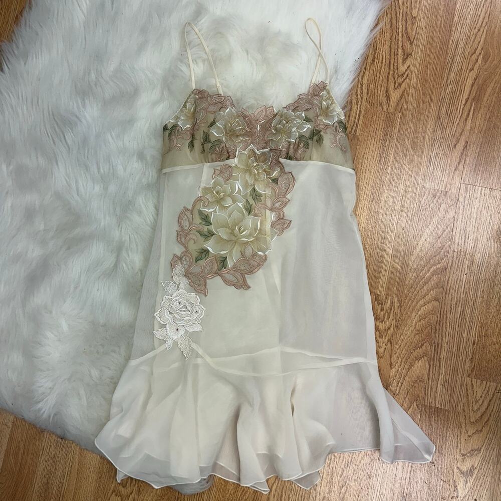 y2k euro fairy white floral mini slip dress